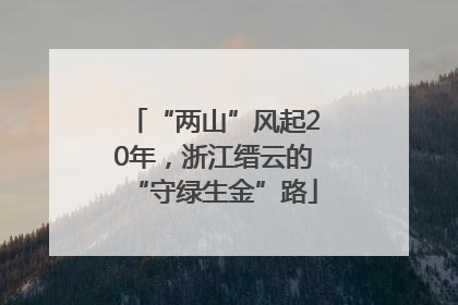 “两山”风起20年，浙江缙云的“守绿生金”路